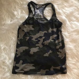 Halogen camo print linen tank top